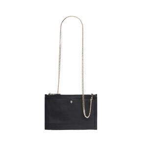 Helen Kaminski Black Leather Clutch Handbag Gold Chain Shoulder Bag